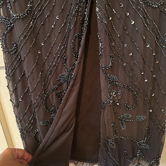 Pisarro Nights Beaded Mesh
Column Gown Gray Size 8 - Picture 7 of 9